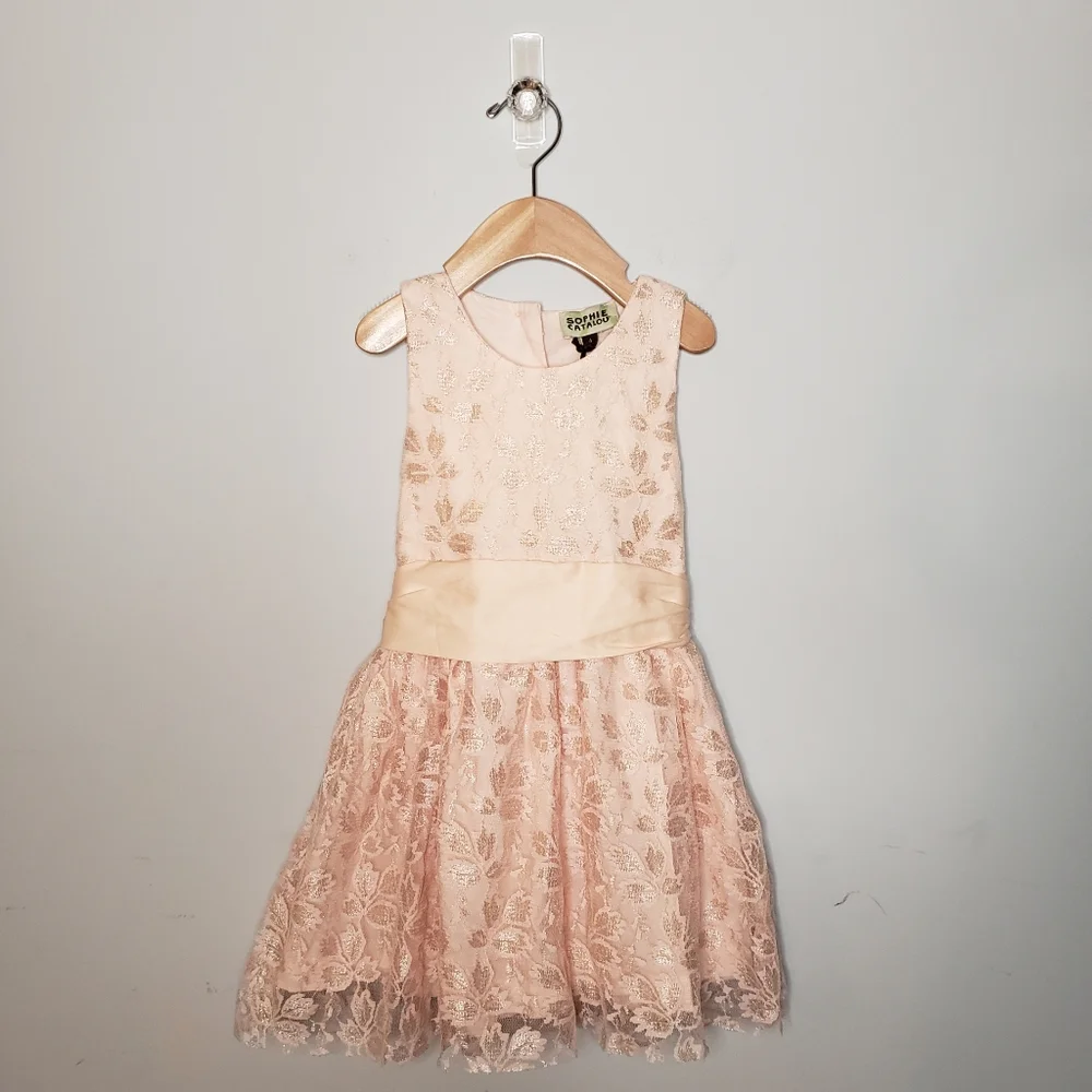 NWT Sophie Catalou Size 4 Toddler Girl Pink Floral Lace Party Dress